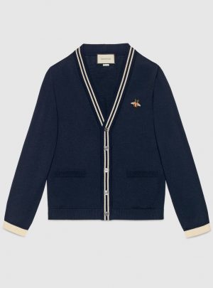 Cardigan wool knit with bee